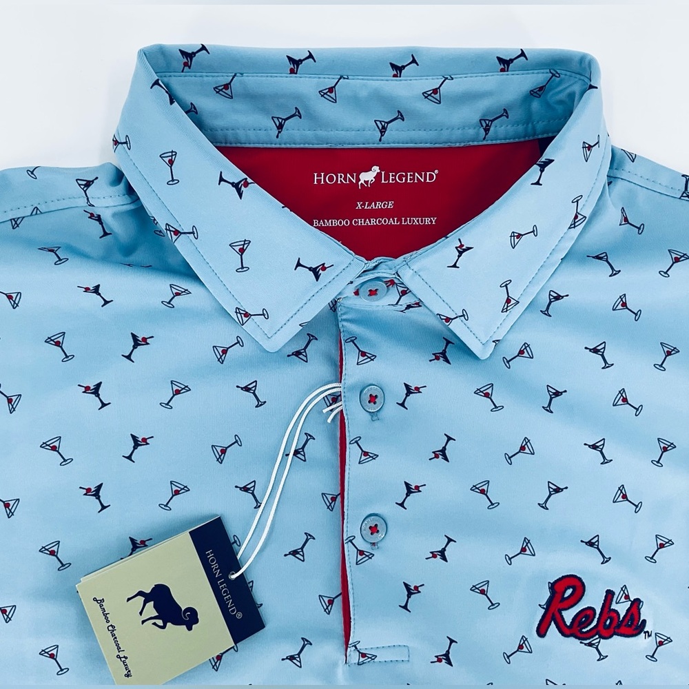 RARE! Horn Legend Powder Blue Ole Miss "Rebs" Manhattan Polo - XL - NWT